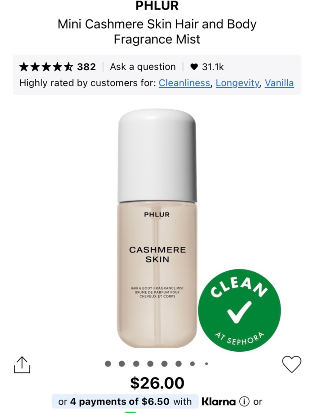 PHLUR Cashmere Skin Hair & Body Fragrance Mist - Cream - Picture 6 of 7